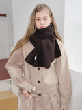 Dark Brown Wool Blend Ribbed Knit Scarf - WEUXS