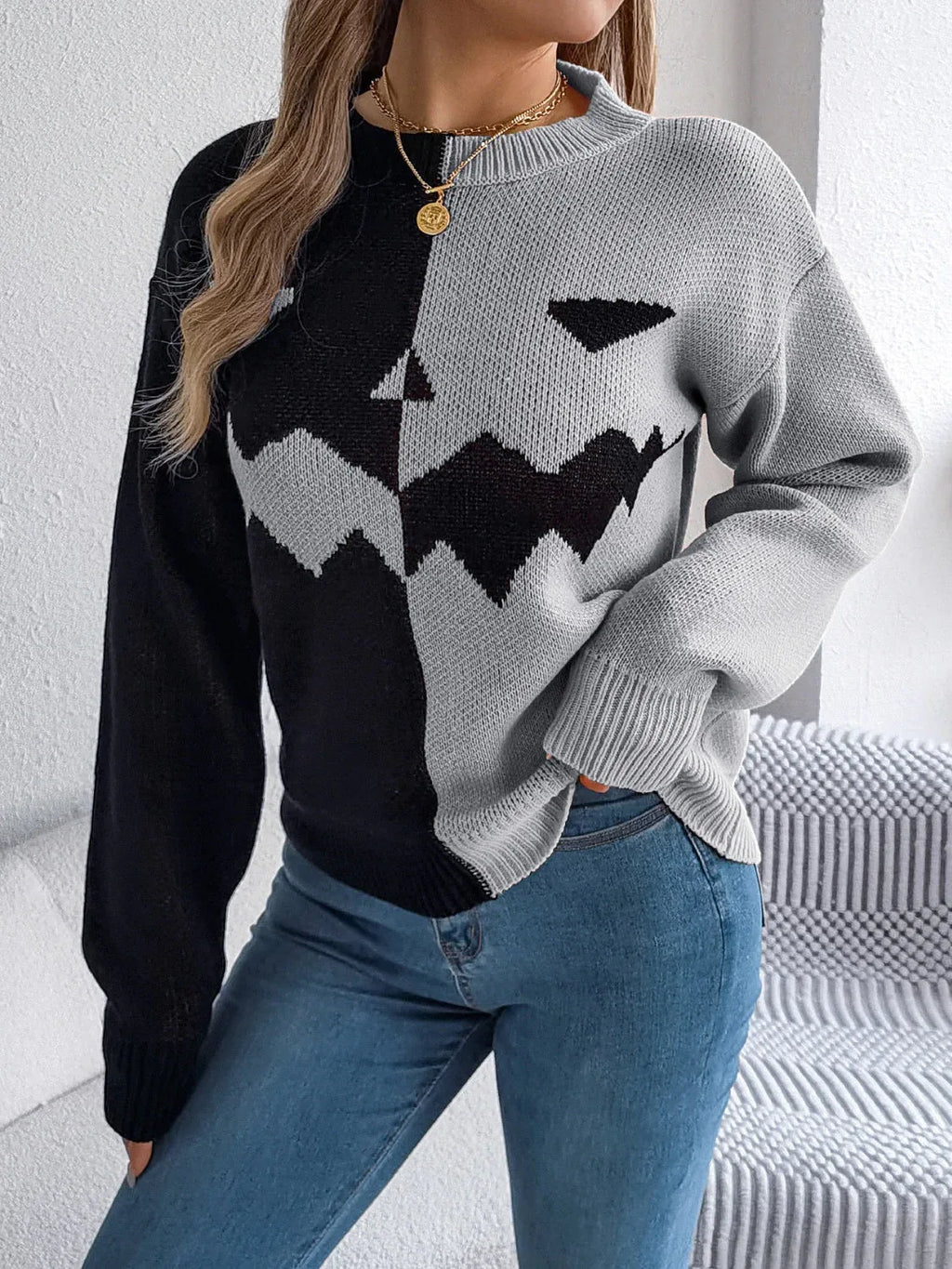 Color Block Pumpkin Sweater - View 14 | WEUXS