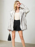 Opulent Silver-Tipped Faux Fur Mid-Length Coat - WEUXS