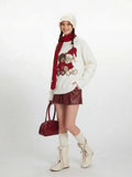 Back view of the cozy fuzzy knit sweater