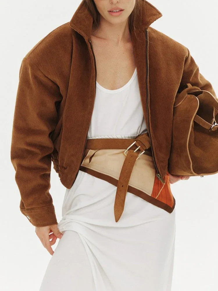 Hazel Vintage Corduroy Bomber Jacket - View 7 | WEUXS