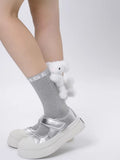 Cotton crew socks with 3D bunny charm - View 9 | WEUXS