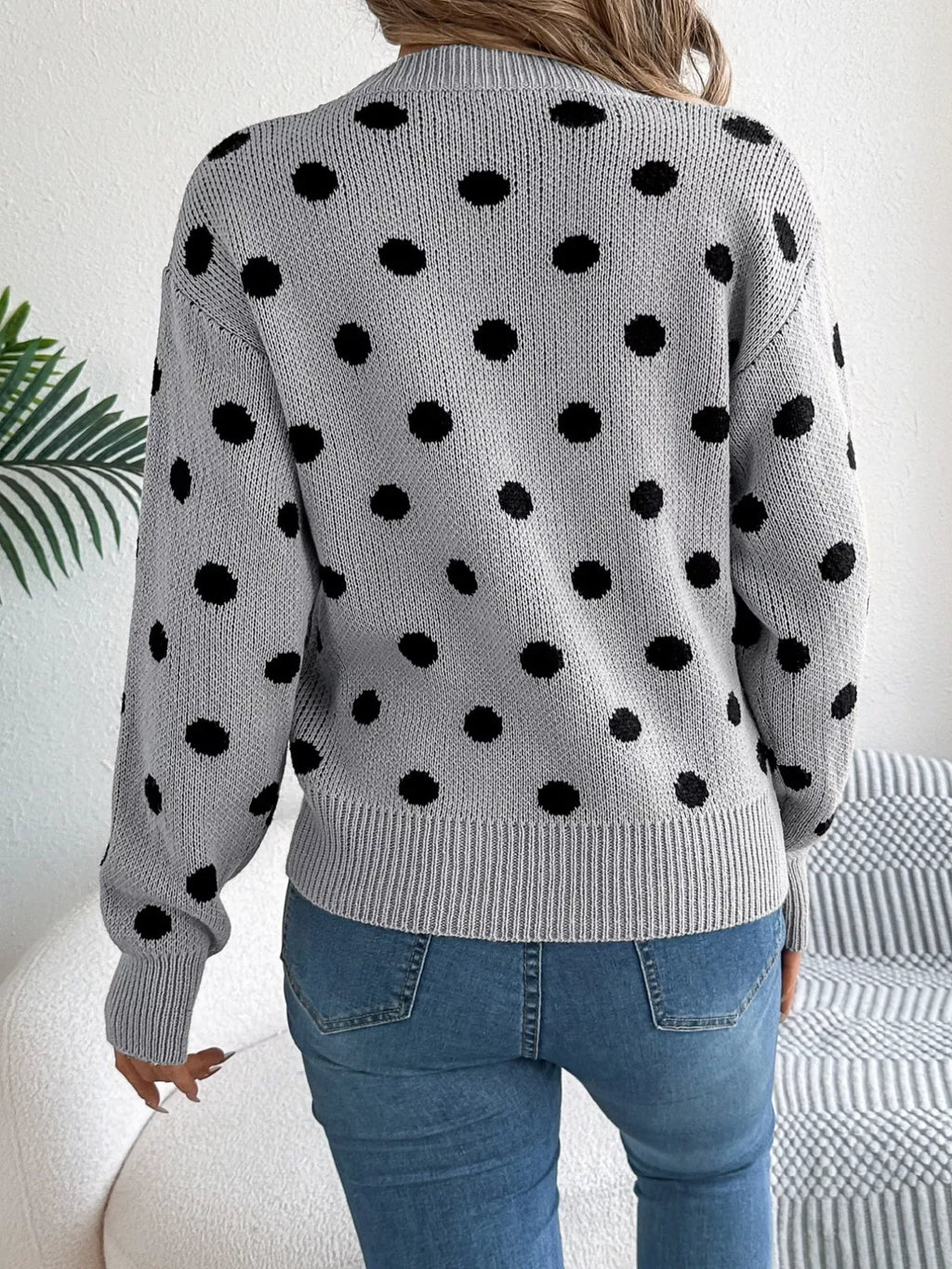 Polka Dot Knit Sweater - View 15 | WEUXS