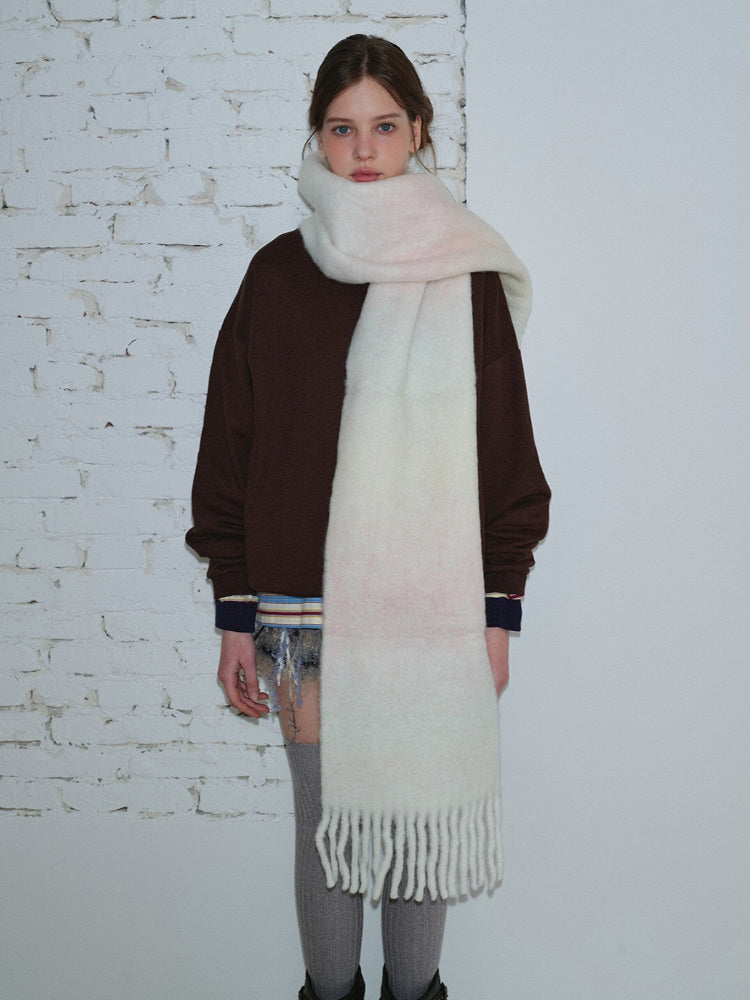 Gradient Wool Blend Scarf - View 6 | WEUXS