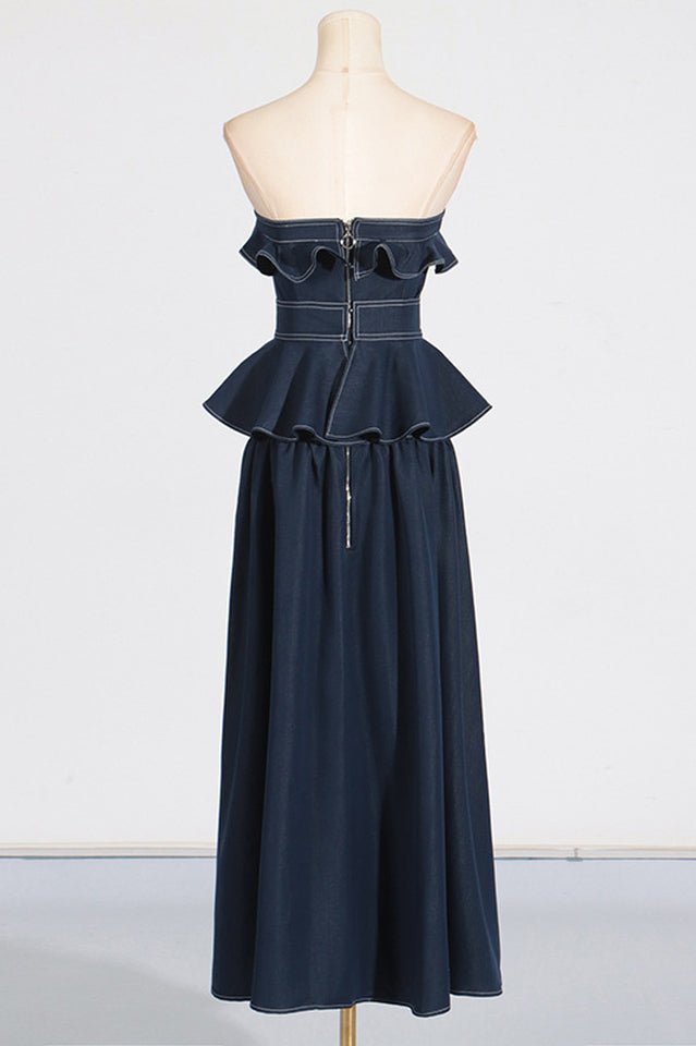 Denim Jumpsuit With Waistband - WEUXS