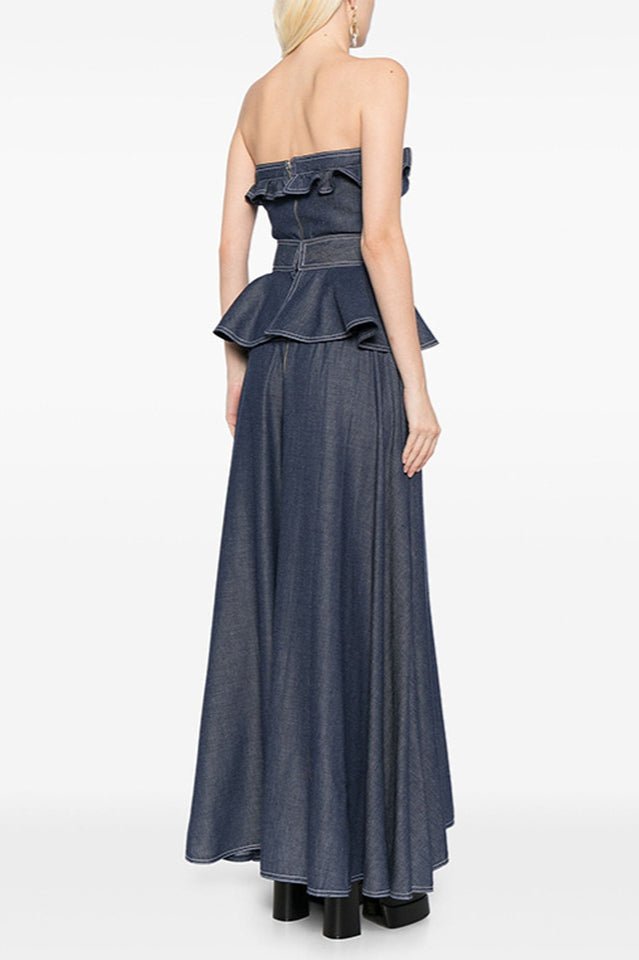 Denim Jumpsuit With Waistband - WEUXS