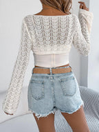 Cropped Knit Shrug with Bell Sleeves - View 9 | WEUXS