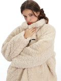 Cream Sherpa Toggle Coat - View 6 | WEUXS