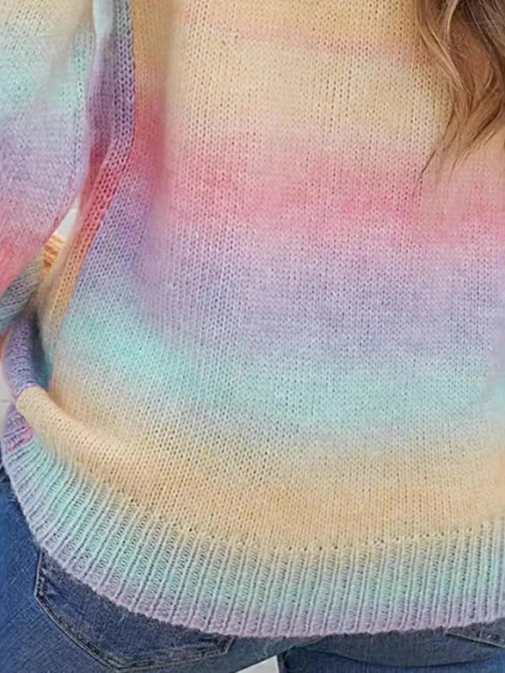 Dreamy Pastel Rainbow Ombre Knit Sweater - WEUXS