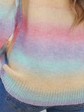 Dreamy Pastel Rainbow Ombre Knit Sweater - WEUXS