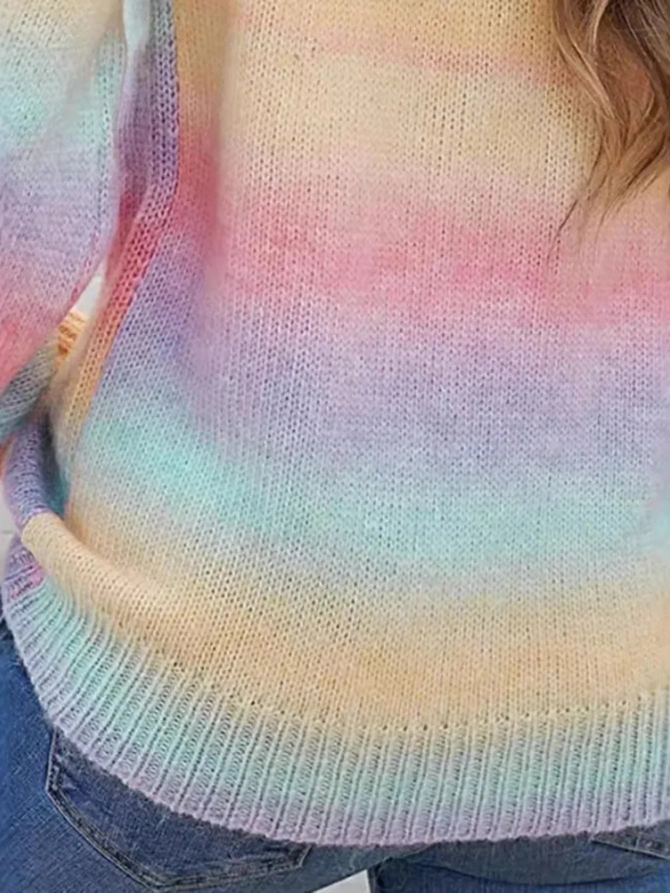Dreamy Pastel Rainbow Ombre Knit Sweater - WEUXS