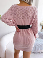 Back view of Dusty Pink Knit Sweater Dress
