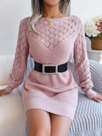 Close-up of Diamond Pattern on Knit Sweater Dress