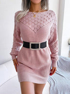 Model wearing Dusty Pink Knit Sweater Dress