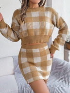 Plaid knit two piece set - View 9 | WEUXS