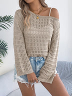 Hollow Out Boat Neck Sweater - View 8 | WEUXS