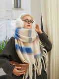 Oversized Block Stripe Knit Scarf - View 11 | WEUXS