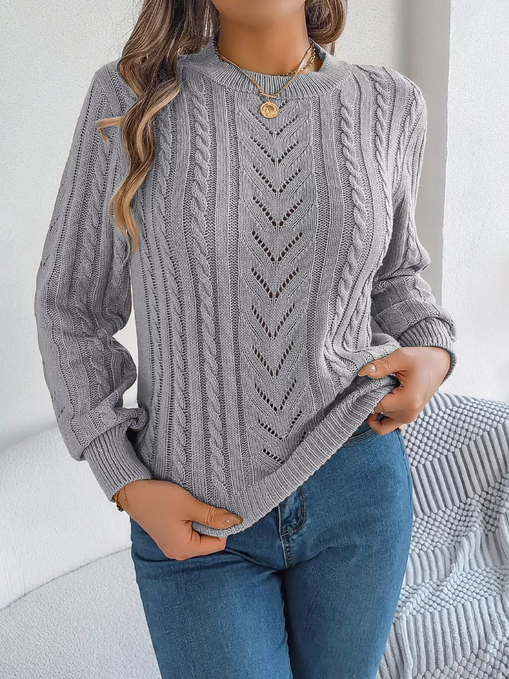 Women's cable knit sweater - View 12 | WEUXS