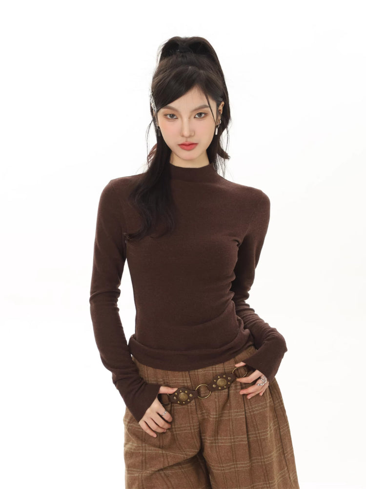 Women's mock neck long sleeve top - View 6 | WEUXS