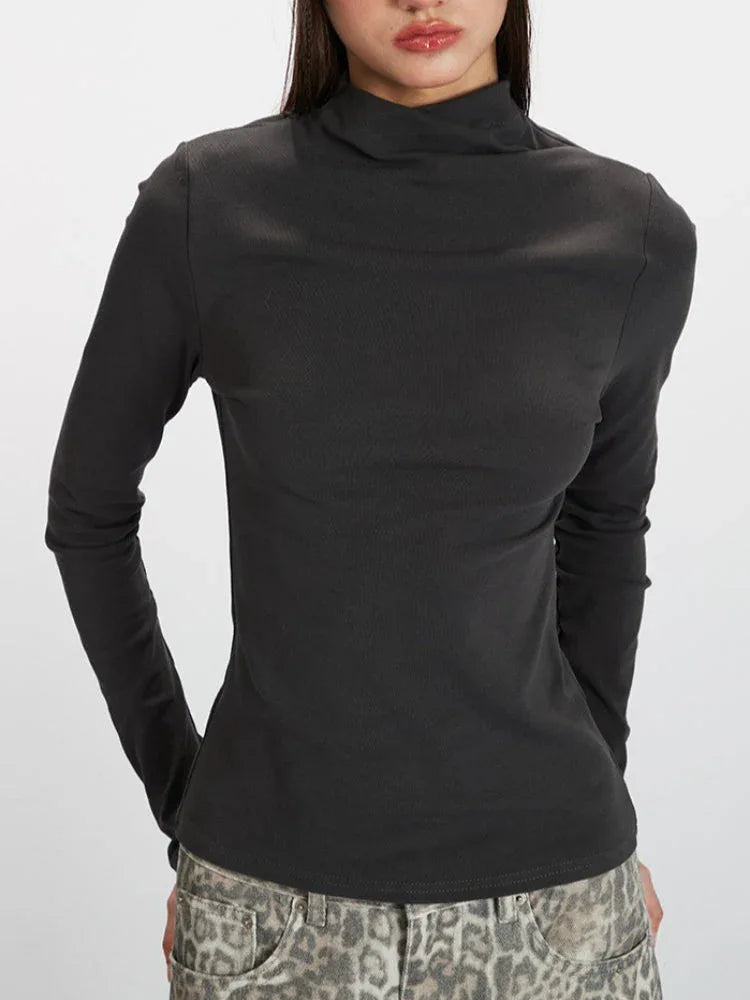 Mock Neck Long Sleeve Top - View 6 | WEUXS