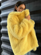 Faux Fur Coat with Wide Lapels - View 7 | WEUXS