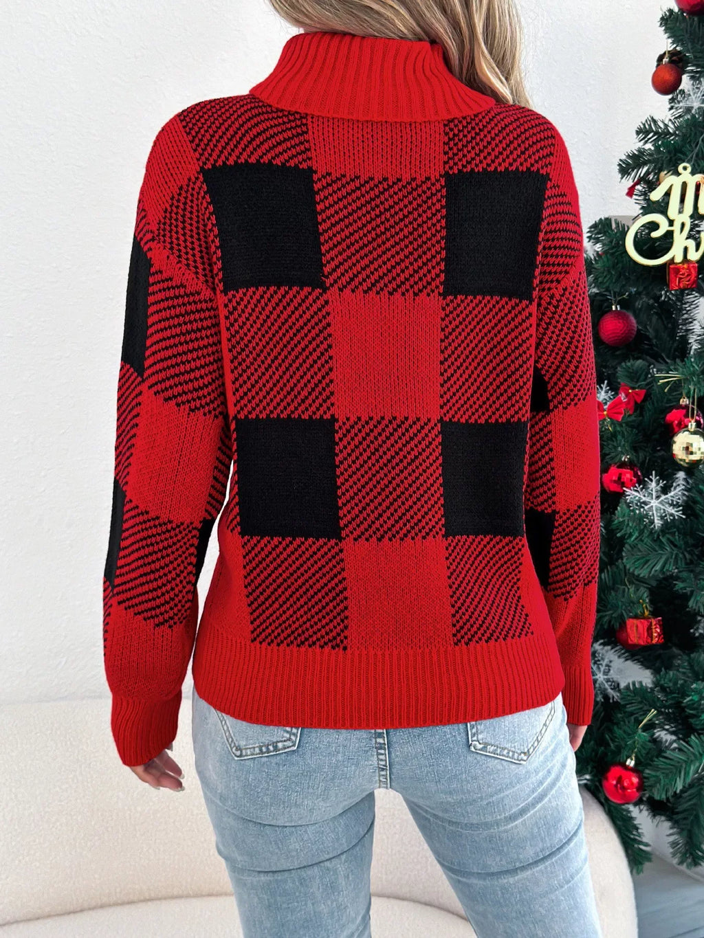 Evergreen Heritage Buffalo Plaid Turtleneck Sweater - WEUXS
