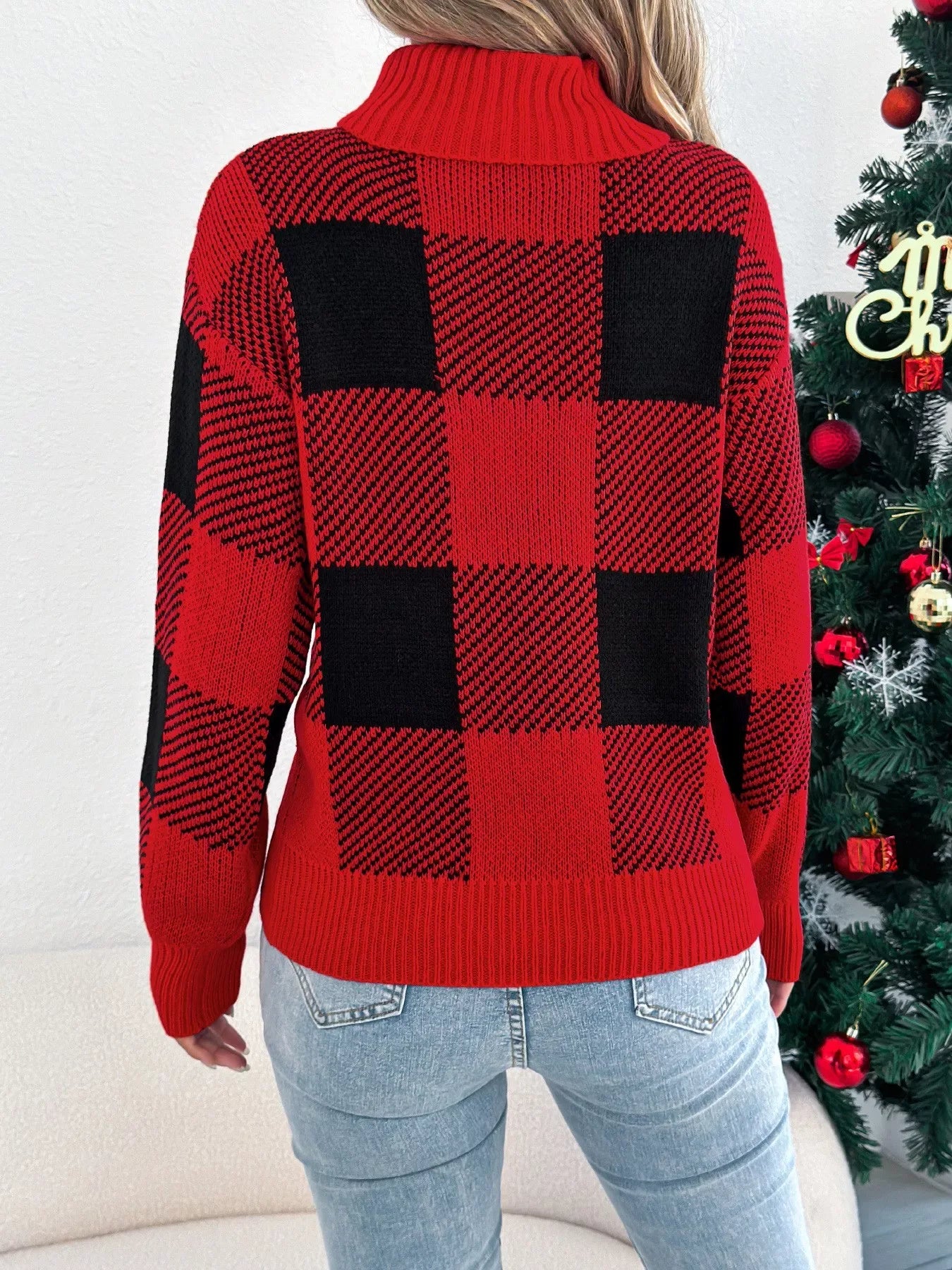 Evergreen Heritage Buffalo Plaid Turtleneck Sweater - WEUXS