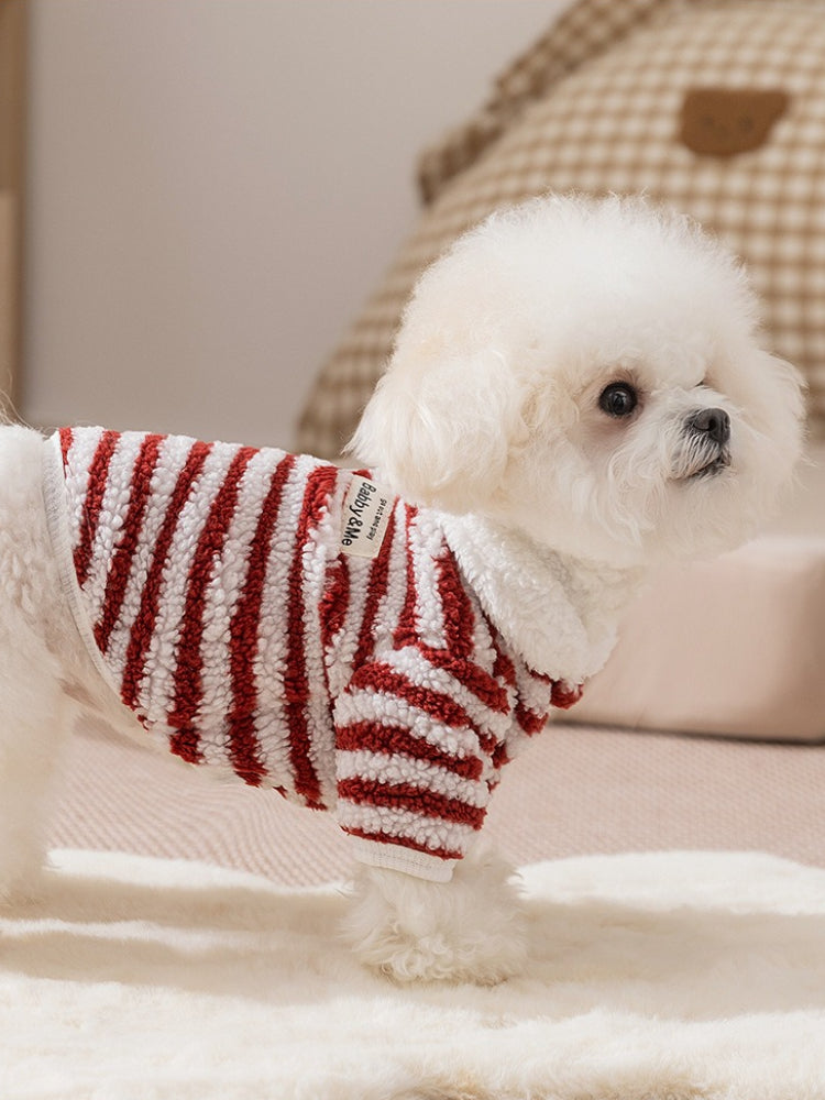 Striped Sherpa Fleece Dog Jacket - View 6 | WEUXS