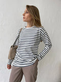 Classic striped long sleeve cotton t-shirt - View 9 | WEUXS
