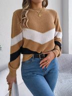 Color Block Chevron Knit Sweater - View 19 | WEUXS