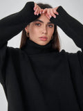 Oversized High Neck Knit Sweater - View 18 | WEUXS