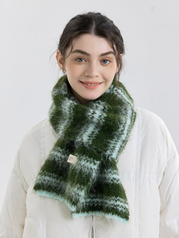Soft Brushed Wool Blend Striped Scarf