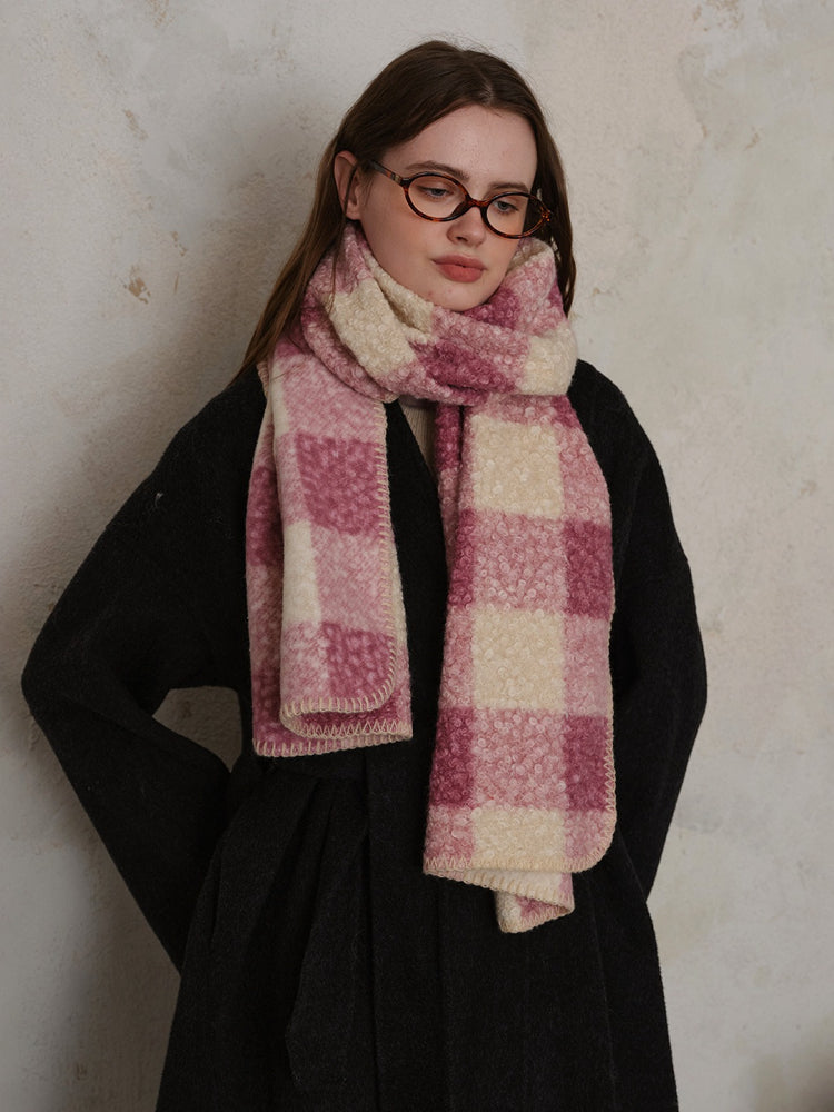 Oversized Boucle Plaid Blanket Scarf