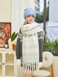 Pastel Blue & White Block Stripe Oversized Scarf - WEUXS