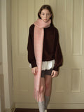 Plaid wool blend scarf with fringe trim - View 7 | WEUXS