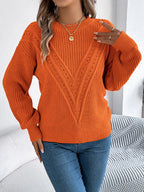 Pointelle knit crew neck sweater - View 9 | WEUXS