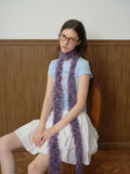 Long textured faux fur skinny scarf with space-dye gradient - View 6 | WEUXS