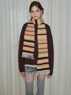 Y2K Grunge Retro Striped Wool Blend Scarf