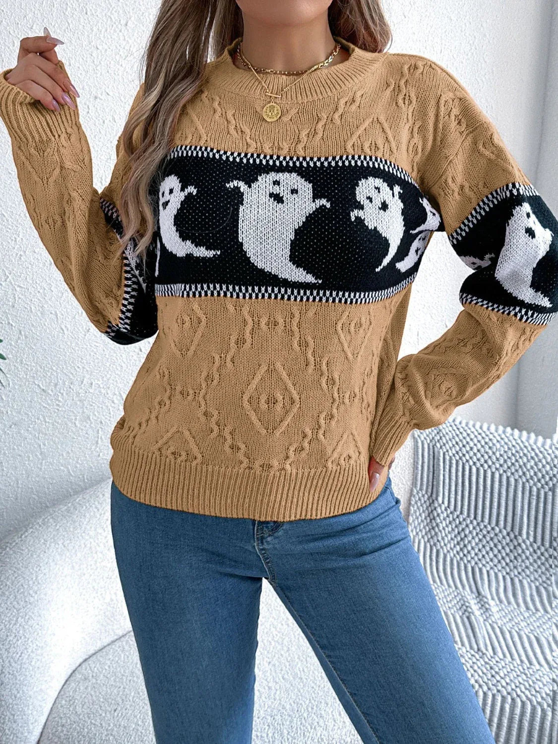 Ghost Cable Knit Sweater - View 13 | WEUXS
