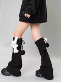 Cable knit leg warmers with teddy bear accent - View 9 | WEUXS