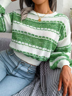 Textured Striped Knit Sweater - View 13 | WEUXS