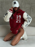 Vintage Red Sherpa Varsity Jacket - WEUXS