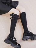 Designer black socks with 3D rope bow and heart charm - View 7 | WEUXS