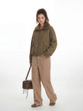 Vintage Faux Suede Aviator Bomber Jacket - WEUXS