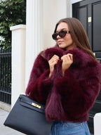 Cropped faux fur jacket - View 6 | WEUXS