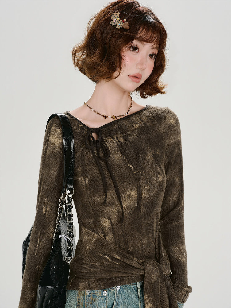 Asymmetrical Tie-Dye Long Sleeve Top