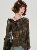 Asymmetrical Tie-Dye Long Sleeve Top