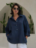 Effortless 100% Cotton Oversized Button Down Shirt - WEUXS