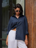 Effortless 100% Cotton Oversized Button Down Shirt - WEUXS