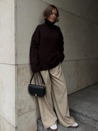Oversized high neck ribbed knit sweater - View 21 | WEUXS